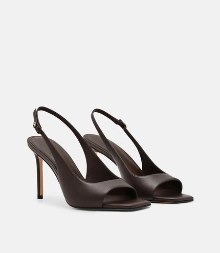 Marina Leather Heel Sandals - Dark Brown