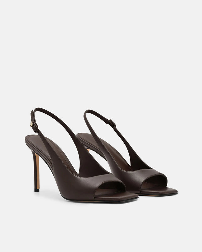 Marina Leather Heel Sandals - Dark Brown