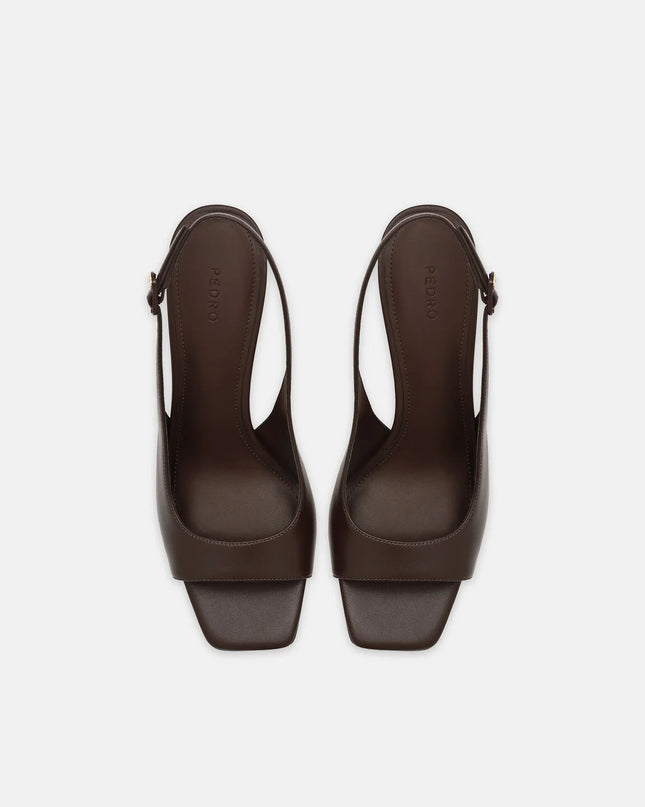Marina Leather Heel Sandals - Dark Brown