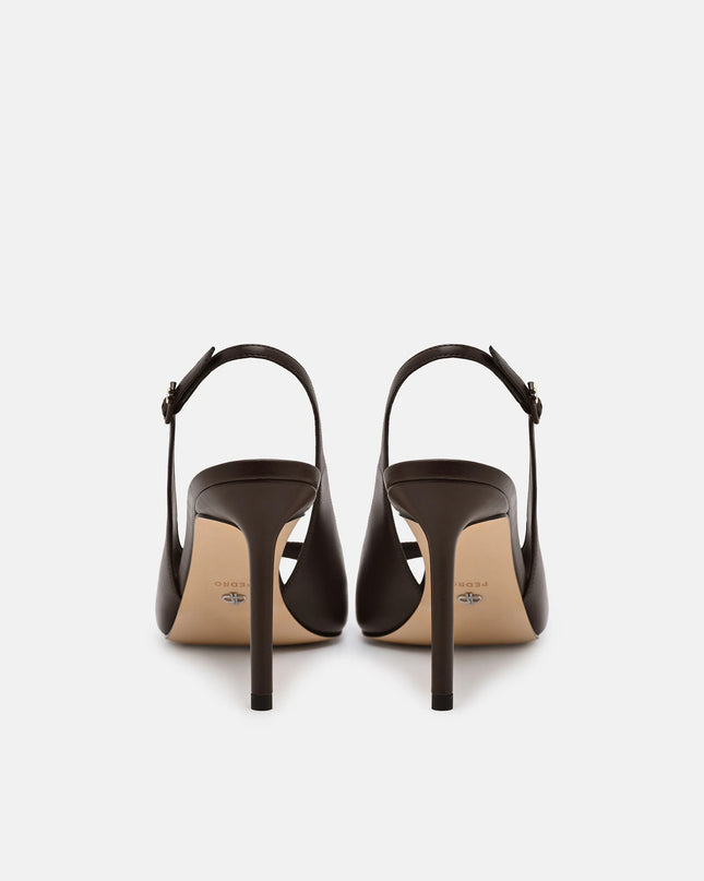 Marina Leather Heel Sandals - Dark Brown