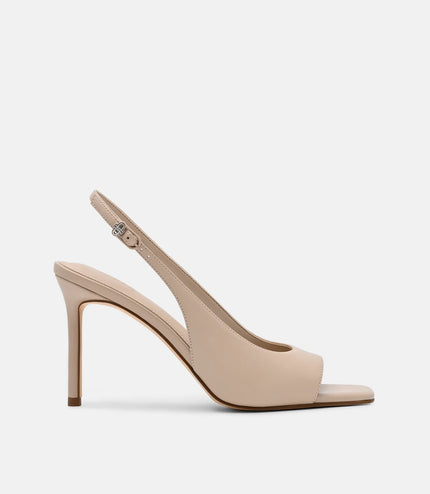 Marina Leather Heel Sandals - Nude