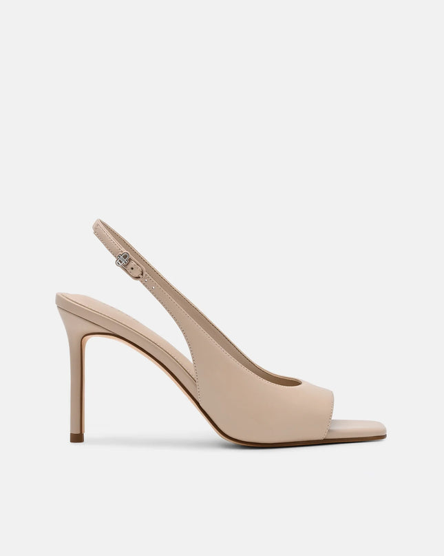 Marina Leather Heel Sandals - Nude