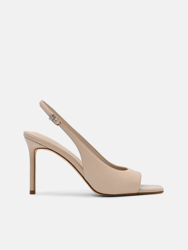 Marina Leather Heel Sandals - Nude