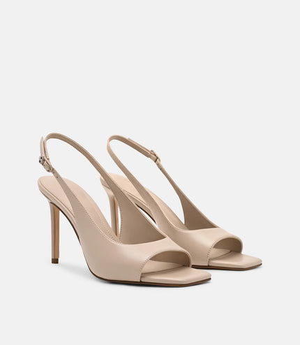 Marina Leather Heel Sandals - Nude