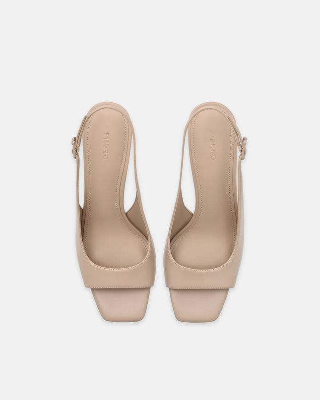 Marina Leather Heel Sandals - Nude