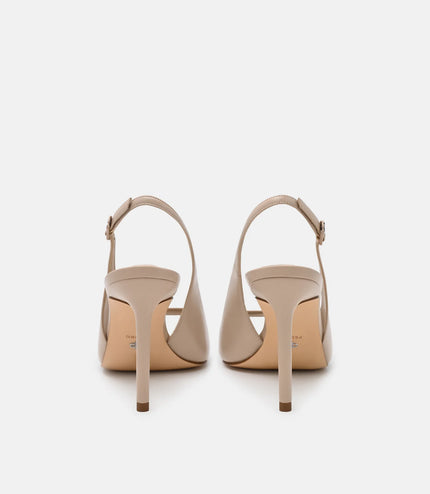 Marina Leather Heel Sandals - Nude