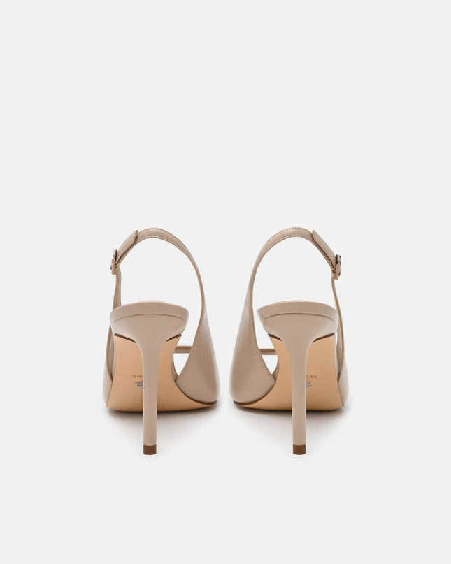 Marina Leather Heel Sandals - Nude