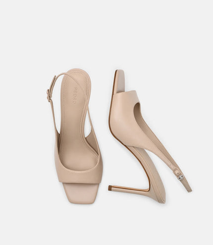 Marina Leather Heel Sandals - Nude
