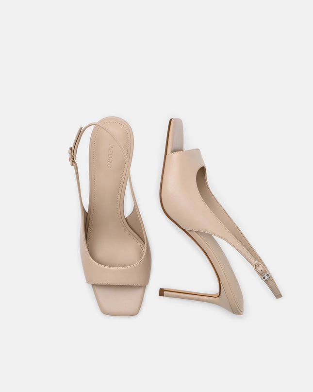 Marina Leather Heel Sandals - Nude