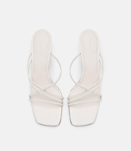 Sydney Leather Heel Sandals - Chalk