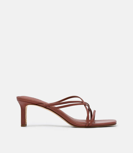 Sydney Leather Heel Sandals - Brick
