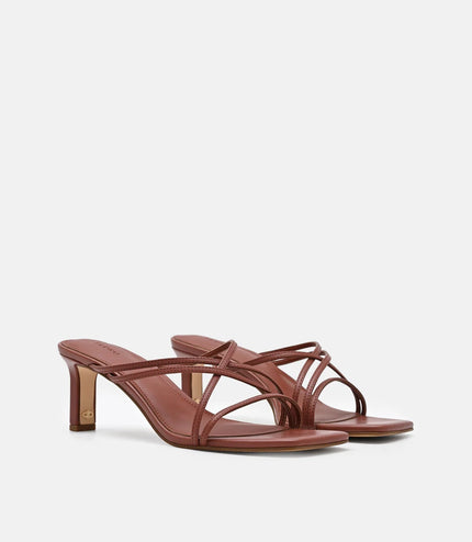 Sydney Leather Heel Sandals - Brick