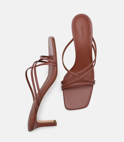 Sydney Leather Heel Sandals - Brick