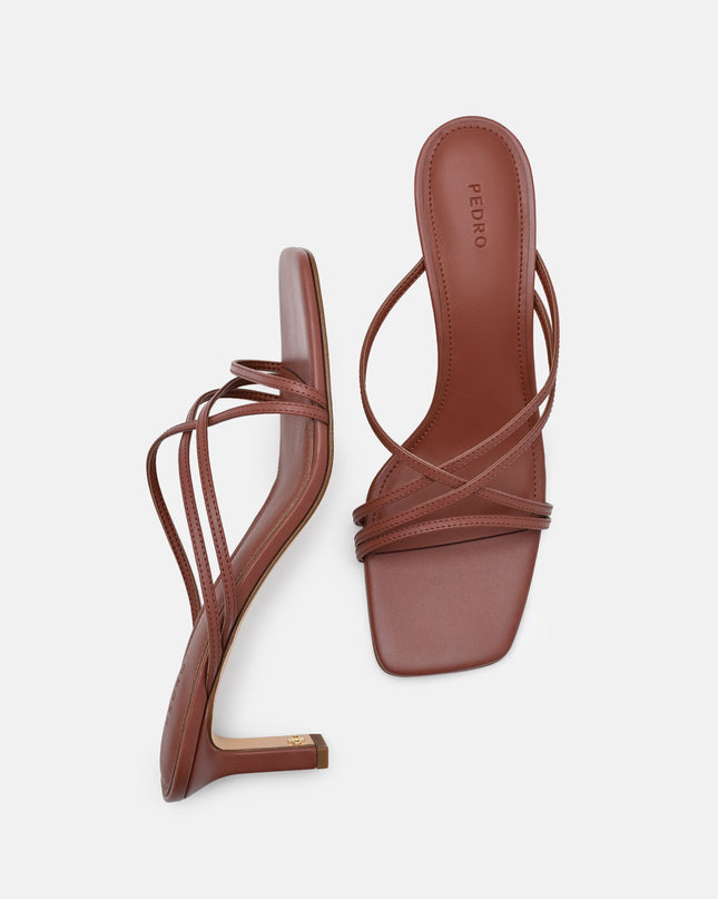 Sydney Leather Heel Sandals - Brick