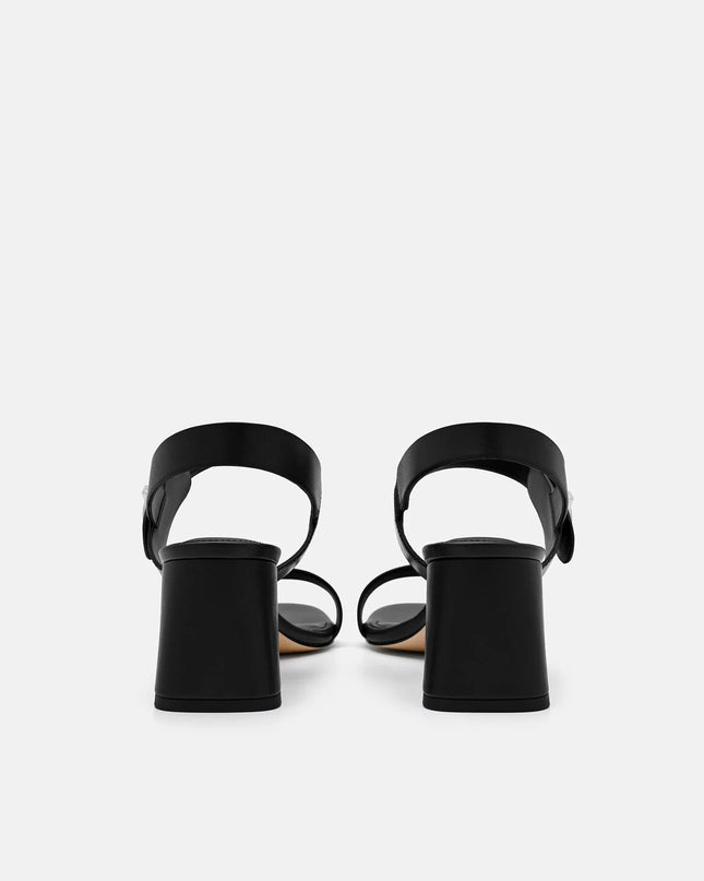 Sienna Leather Heel Sandals - Black
