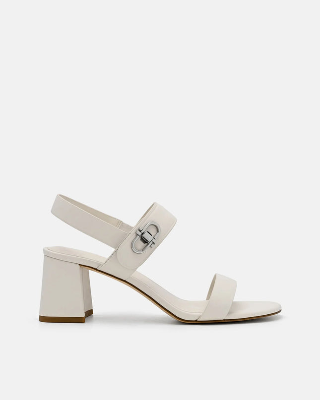 Sienna Leather Heel Sandals - Chalk