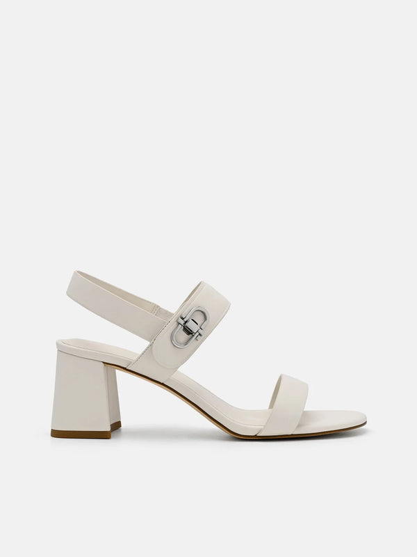 Sienna Leather Heel Sandals - Chalk