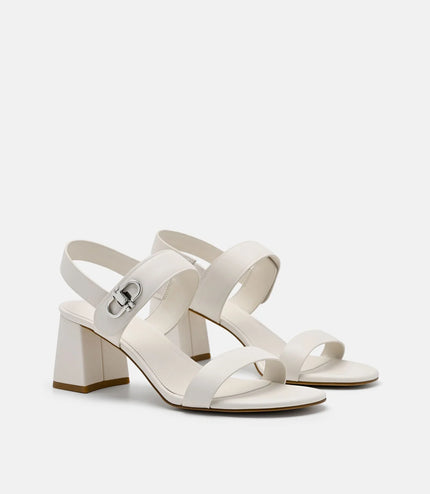 Sienna Leather Heel Sandals - Chalk