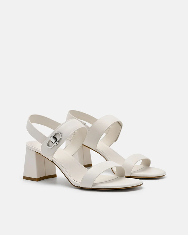 Sienna Leather Heel Sandals - Chalk
