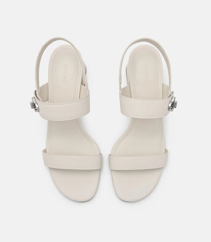 Sienna Leather Heel Sandals - Chalk