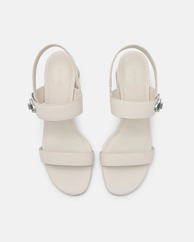 Sienna Leather Heel Sandals - Chalk