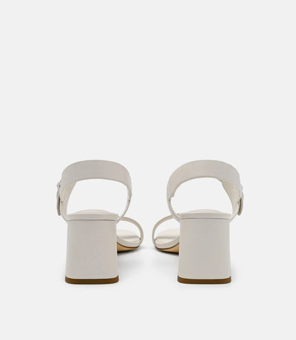 Sienna Leather Heel Sandals - Chalk