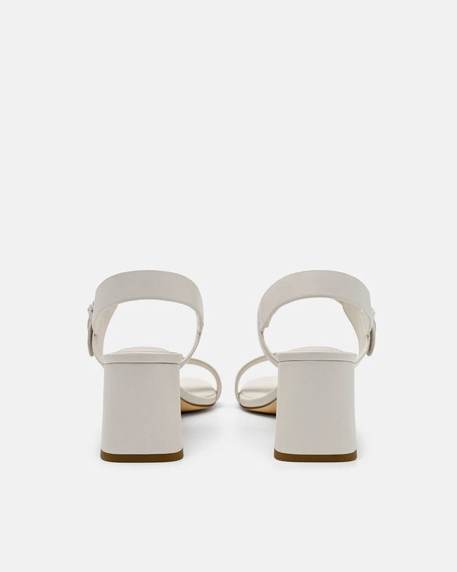 Sienna Leather Heel Sandals - Chalk