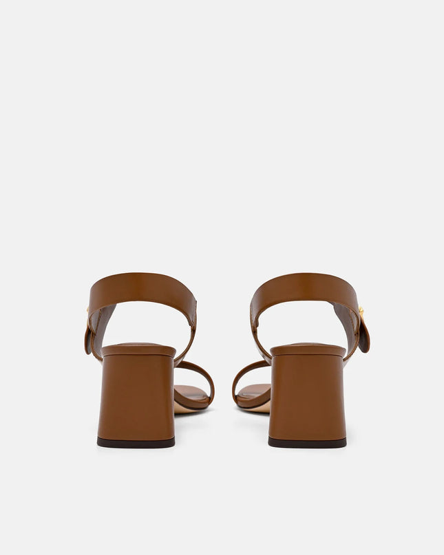 Sienna Leather Heel Sandals - Cognac