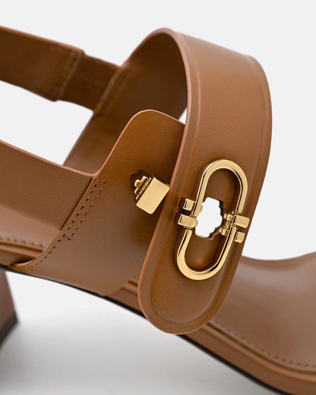 Sienna Leather Heel Sandals - Cognac