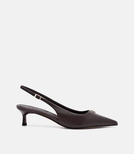Marina Leather Heel Pumps - Dark Brown