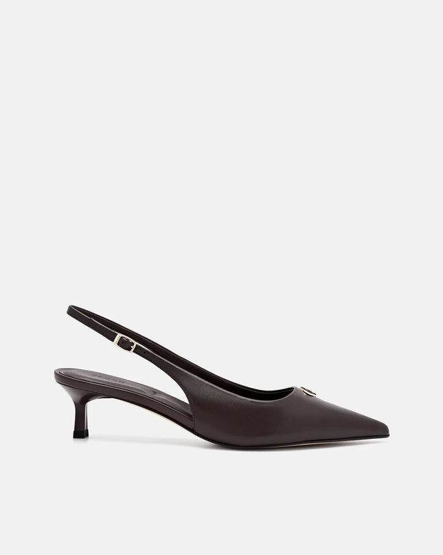 Marina Leather Heel Pumps - Dark Brown