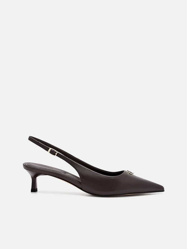 Marina Leather Heel Pumps - Dark Brown