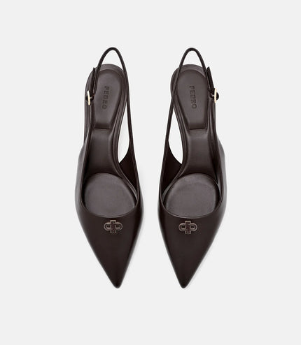 Marina Leather Heel Pumps - Dark Brown