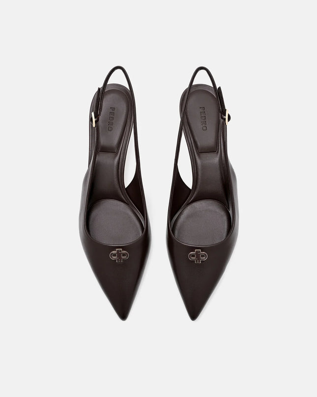 Marina Leather Heel Pumps - Dark Brown
