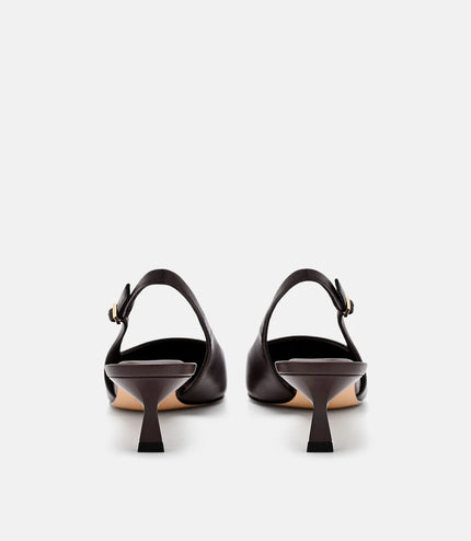 Marina Leather Heel Pumps - Dark Brown
