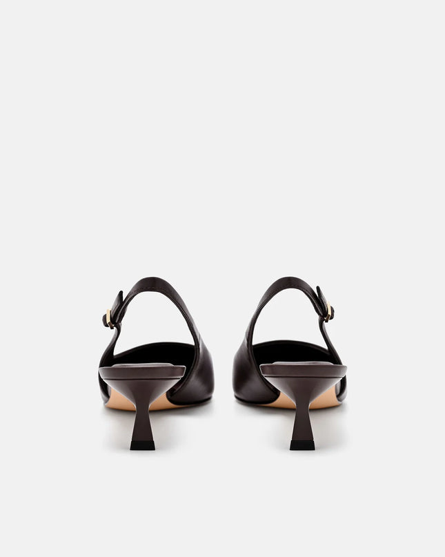 Marina Leather Heel Pumps - Dark Brown