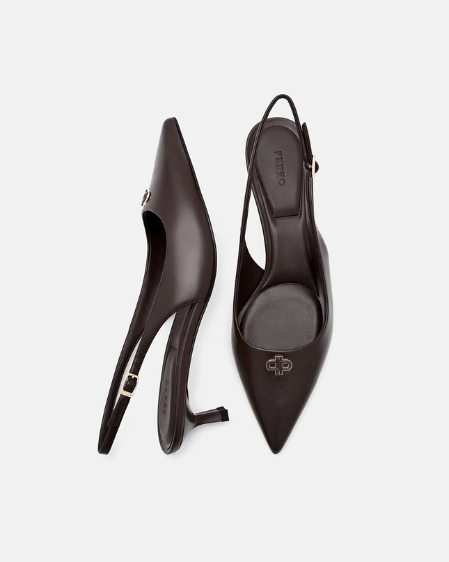 Marina Leather Heel Pumps - Dark Brown