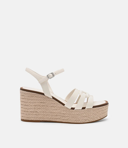 Carmel Leather Wedge Sandals - Chalk
