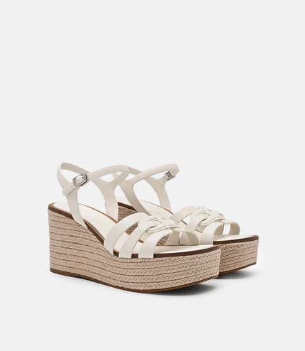 Carmel Leather Wedge Sandals - Chalk