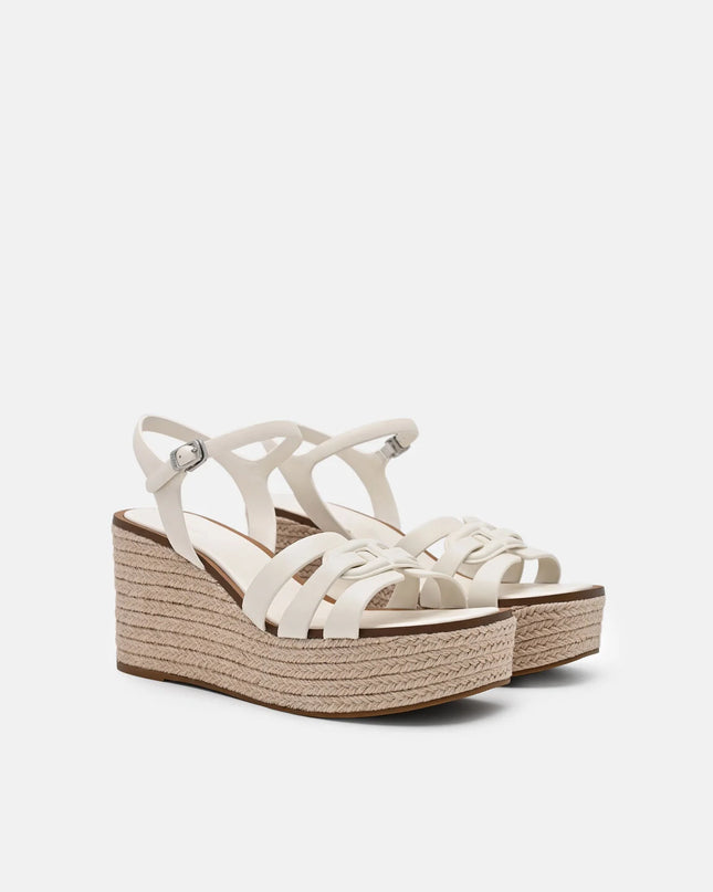 Carmel Leather Wedge Sandals - Chalk