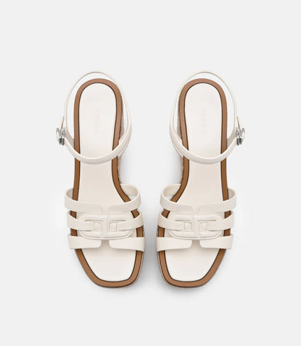 Carmel Leather Wedge Sandals - Chalk