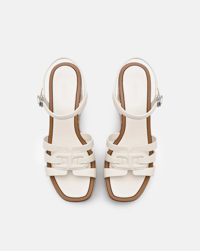 Carmel Leather Wedge Sandals - Chalk
