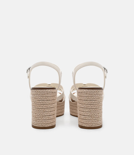Carmel Leather Wedge Sandals - Chalk