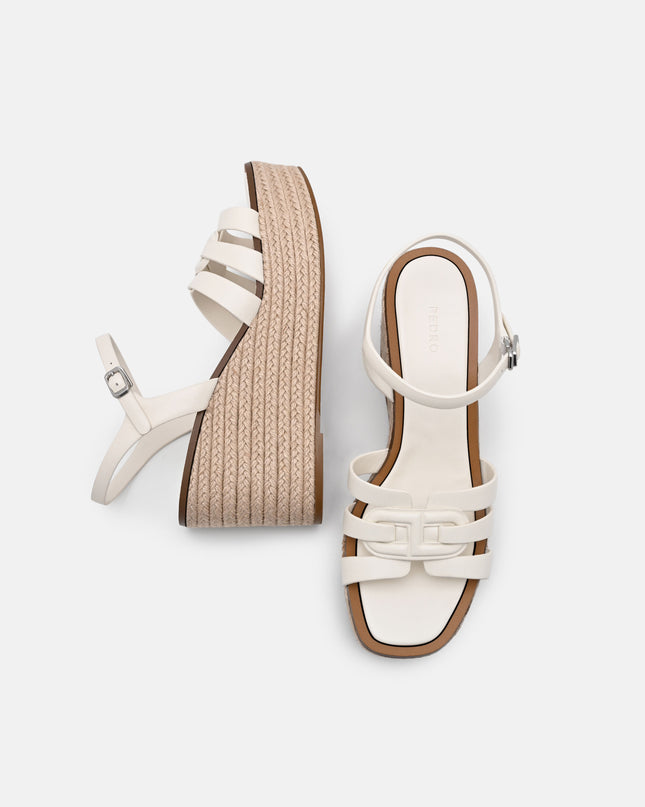Carmel Leather Wedge Sandals - Chalk