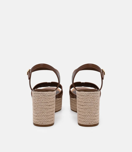 Carmel Leather Wedge Sandals - Cognac