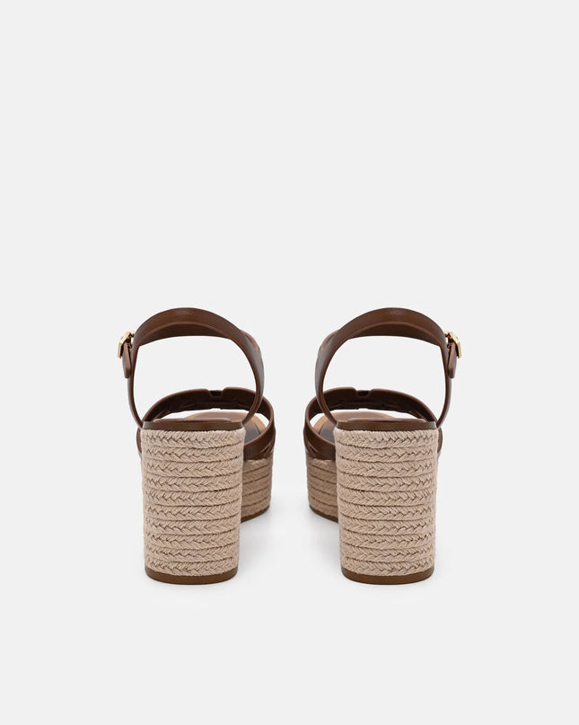 Carmel Leather Wedge Sandals - Cognac