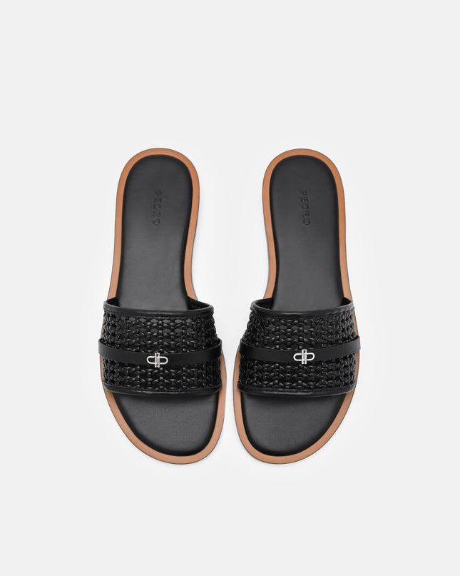 Sadie Woven Slide Sandals - Black Weave