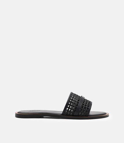Sadie Woven Slide Sandals - Black Weave