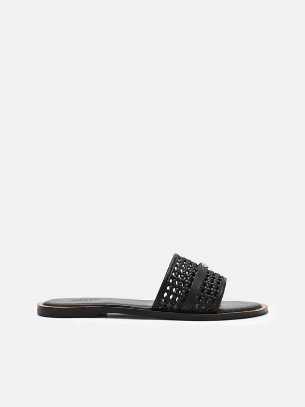 Sadie Woven Slide Sandals - Black Weave