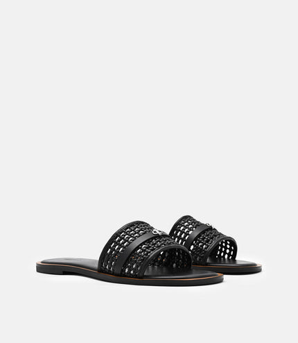 Sadie Woven Slide Sandals - Black Weave